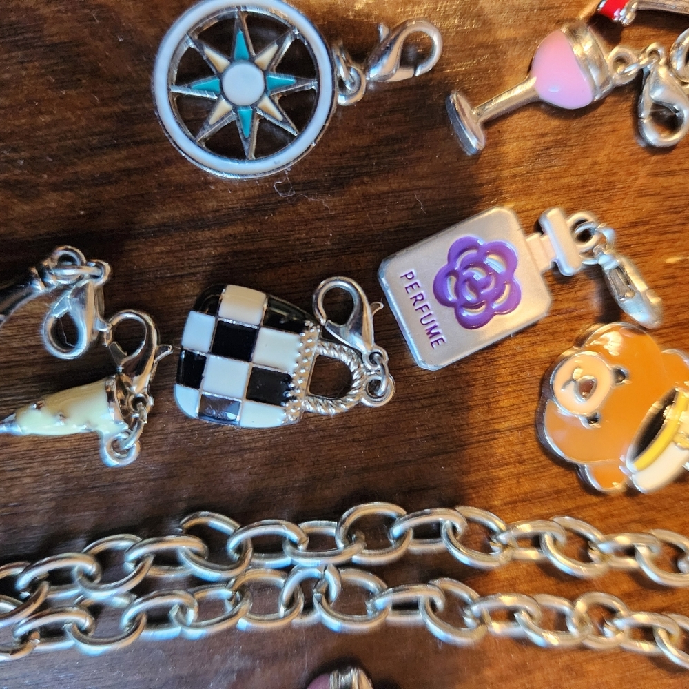 Silver Charm Bracelet with Colorful Charms